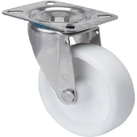 RUOTA GIREVOLE IN POLIAMIX BIANCO CON ACCIAIO INOX AISI 304 PORTATA FINO A 400 KG ALEX