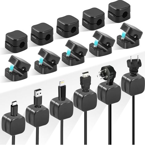 Magnetique Clips Câble, 16PCS Organisateur de Câble Magnetique, Support Cable avec Auto-adhésifs, Clips Rangement de Câble Bureau, Accroche Cable