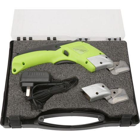 Ciseaux électriques sans fil à lame en acier au carbone, chargeur plastique, prise CN 100-240V, coupe portable pratique. (1/5)