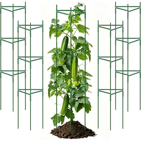 Lot de 4 supports pour plantes grimpantes - En métal - Hauteur réglable - 130 cm - Treillis pour concombres - Fleurs - Plantes multiples, aide à l'escalade, treillis - Résistant aux intempéries (1/5)