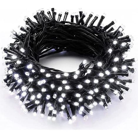 Guirlande lumineuse de Noël à 100 LED, 10 m, pour intérieur et extérieur, 8 modes d'éclairage, étanche, lumière blanche. (1/4)