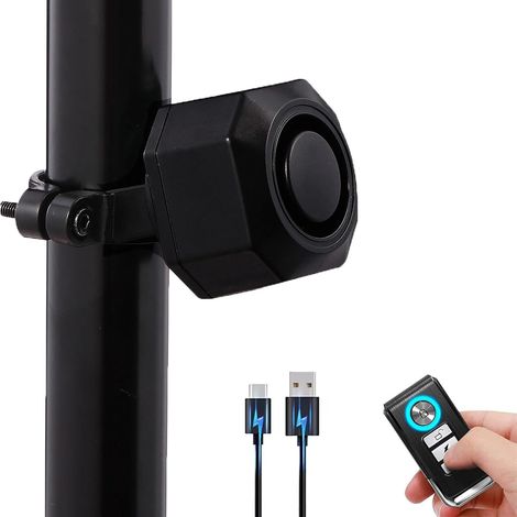 Alarme De Vélo Rechargeable avec Télécommande Détecteur De Mouvement De Sirène Antivol sans Fil 110 DB étanche Adapté Au Véhicule De Scooter De Moto (1/5)