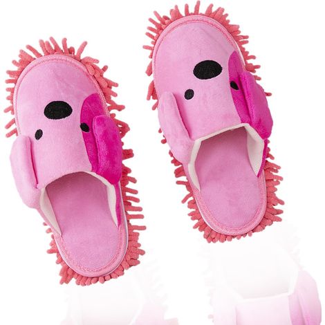 Chaussons vadrouille microfibre réutilisables pour nettoyer sols, poussière et cheveux. Idéal cuisine, bureau, salle de bains. Rouge (1/5)