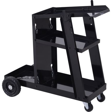 Rangement mobile pour atelier, chariot porte-poste à souder 71x39x70 cm avec 3 niveaux et roues en caoutchouc (1/5)