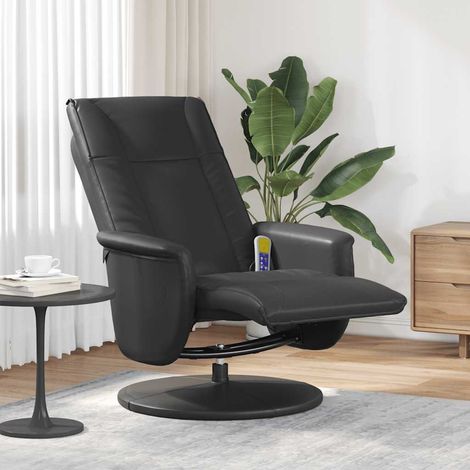 Massagesessel mit Fußteil Schwarz Kunstleder