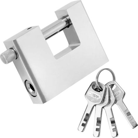 1 Cadenas, Acier inoxydable, 70mm, 3 Clés, Étanche, Hangar, Portail, Garage (1/5)