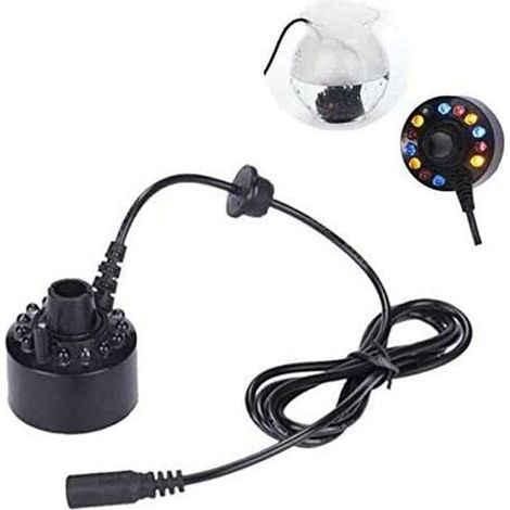 Humidificateur À Brouillard - Diffuseur D'Arrosage Ultrasonique Pour Bassin Rocher Aquarium Bonsaï - 300 Ml/H - 24 V - Avec Éclairage LED Coloré