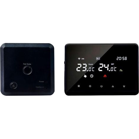 Thermostat intelligent WiFi programmable pour la maison, télécommande, thermostat intelligent WiFi sans fil pour chaudières murales/chauffage au sol à eau (noir) (1/5)
