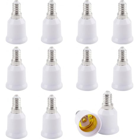 Lot de 12 adaptateurs E27 vers E14 - Douille de lampe E27 vers E14 - Convertisseur 60 W - Adaptateur de lampe pour ampoules LED halogènes pour la maison et le bureau (E27 vers E14) (1/5)