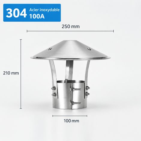 Chapeau de cheminée anti-pluie en inox 304 pour conduit 100 mm 304 100 24 × 24 × 6 cm 600 g – Livraison gratuite