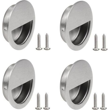 4 Pièces Poignée Ronde de Porte Coulissante Poignée Encastrée Ronde de Porte en Acier Inoxydable Encastrées Rondes Poignées de Porte Affleurantes avec Vis pour Tirage Porte Tiroirs Armoire (1/5)