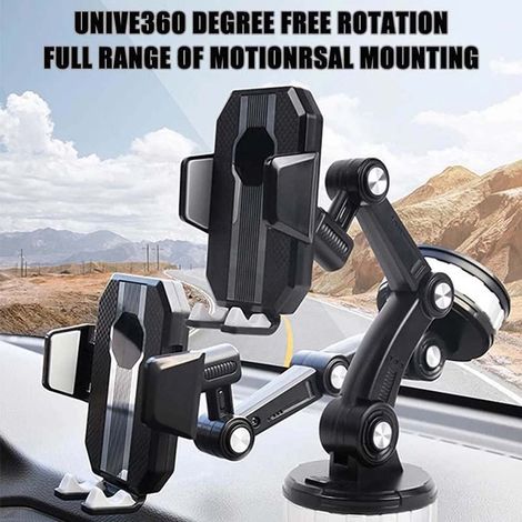 Support téléphone voiture rotatif à fixation super adhérente, support smartphone pour tableau de bord, pare-brise et toit ouvrant, clip mains libres (1/3)