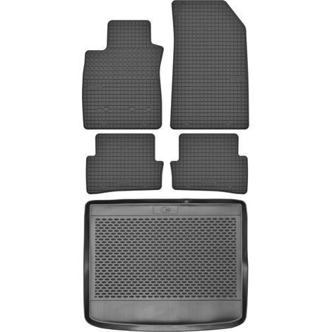 Set di tappetini in gomma per auto e tappetino per bagagliaio per Renault Clio IV Grandtour/Station Wagon dal 2012 al 2019.