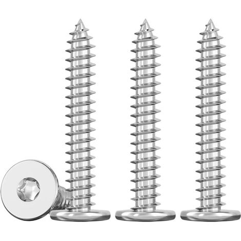 Vis a Bois en Inox M4x40mm Mince Autotaraudeuses à Tête Plate Vis à Bois, EntièRement Fileté, 50 Pièces