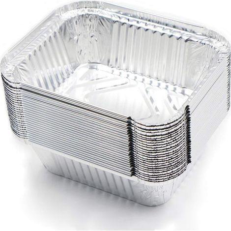 Packung mit 20 Einweg-Grillschüsseln aus Aluminium, geeignet zum Kochen, Braten und Backen, 16 x 11,5 x 4 cm, 400 ml (ohne Deckel) (1/5)