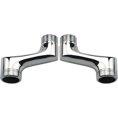 2-Piece Countertop Elbow Shower Fitting – Brass Reducer – Adjustable Swivel Arm – Offset Connection G3/4 to G1/2 – Chrome (1/5)
