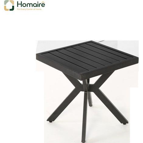 HOMAIRE Table d'appoint carrée en aluminium extérieur pour patio, jardin, piscine et intérieur, easy maintenance et résistant aux intempéries, marron foncé
