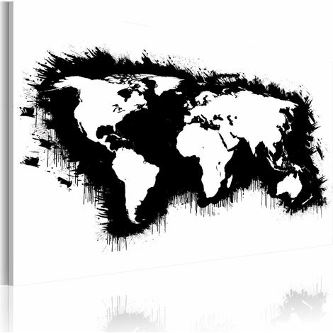 Tableau carte monochrome du monde - 90 x 60 cm (1/4)