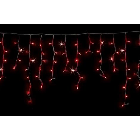 Tenda Natalizia Luminosa con 120 Maxi Led Rossi Scintillanti Bianchi 3,5 metri x 0,70 cm Prolungabile per Esterno