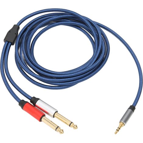 Câble audio répartiteur en nylon et alliage d'aluminium, 5 m / 16,4 pi, jack stéréo 3,5 mm mâle vers double jack mono 6,35 mm mâle (1/5)