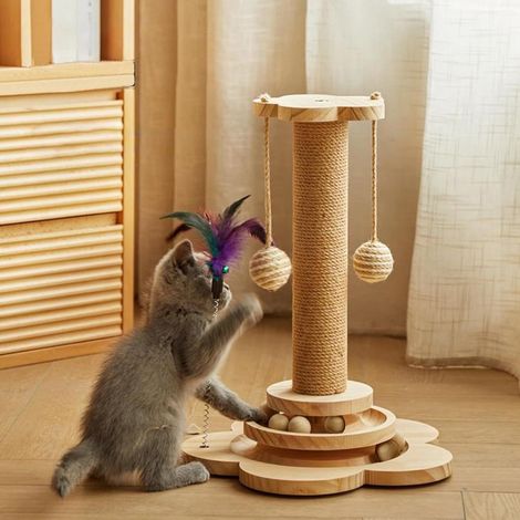 4 en 1 Arbre à Chat en Bois (1/4)