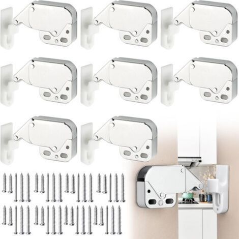 Lot de 8 Latch Loqueteaux, Mini Loquets Tactiles, Serrure d'Armoire à Ressort, Loqueteaux pour Porte Mini, pour Armoires Et Portes de Placard Avec Vis