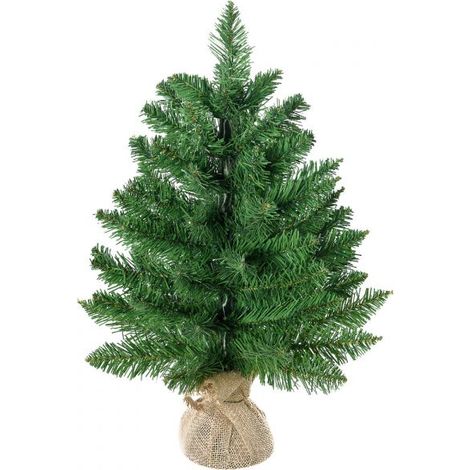 EASYCOMFORT Albero di Natale Mini 55cm con 50 Rami Folti e Aghi Realistici in PVC, Base in Cemento e Iuta