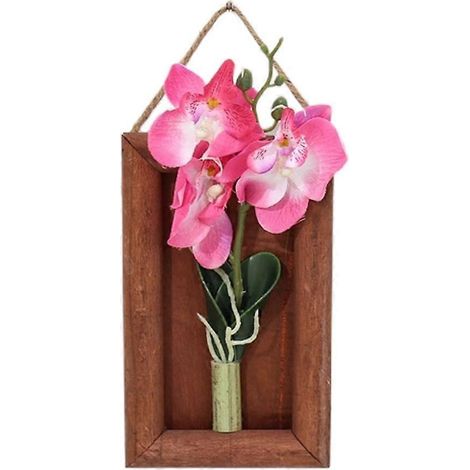 Cadre mural en bois avec orchidée artificielle et papillon décoratifrose (1/5)