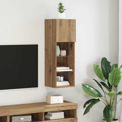 vidaXL Wall-mounted TV Cabinet with LED Artisan Oak 30.5 x 30 x 90 cm