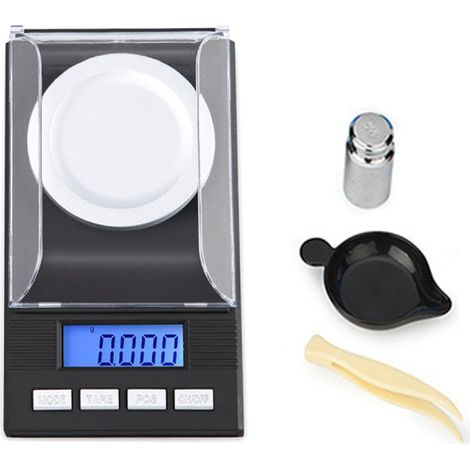 Balanza Digital - Precisión 0,001 g - Para Joyería Hierbas y Laboratorio - Plástico - 11,5 x 6,5 x 1,7 cm (1/5)