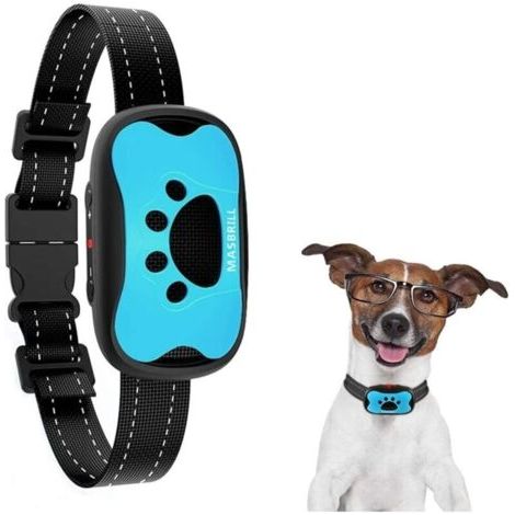 Collier Anti-aboiement Chien, Vibration et Bip Collier Anti-aboiement Dispositif pour Grand Moyen Petit Chiens, Réglable Collier Dressage Automatique 7 Niveaux de Sensibilité - Bleu (1/5)