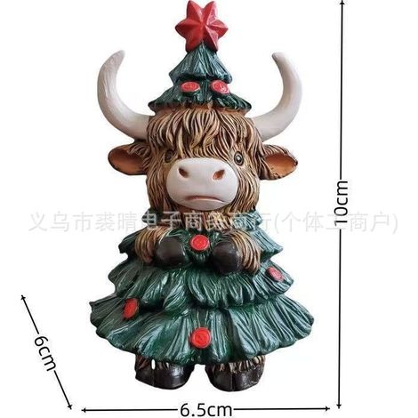 New Christmas Cute and Adorable Highland Bull Decorative Ornament for Home, Patio, and Halloween - Christmas Little Bull A -