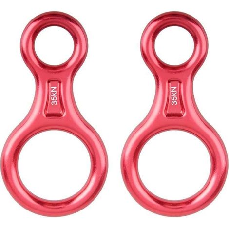Descendeur en Aluminium - Équipement de Descente - 35 kN - 2 pièces - Léger et Solide - Pour Escalade (1/4)