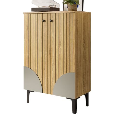 Armoire à chaussures en bois moderne avec portes – Organiseur compact pour chaussures avec étagères réglables, cadre en PVC noir élégant, idéal pour entrée, salon ou petits espaces