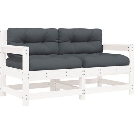 Maison Exclusive - Sedie da Giardino con Cuscini 2pz Legno Massello di Pino Bianco