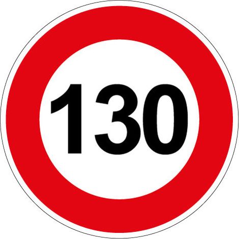 PANNEAU LIMITATION DE VITESSE 130KM/H (B14GALVA130) - Diamètre 450 mm