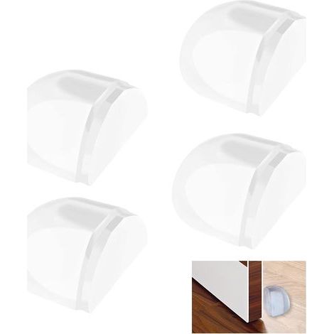 4 Pièces Butoir de Porte de Sol Adhésif, Butée Transparente pour Porte, Mur et Meubles, Butoir en Silicone sans Perçage pour Carrelage, Stratifié, Parquet, Vinyle et Sols Durs Lisses, Maison (1/5)