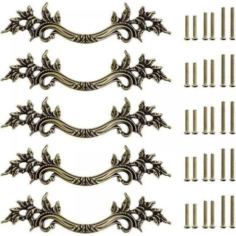 (bronze) 5pcs Poignée de porte vintage Bouton de Porte de Placard rétro, XU,décorer le Tiroir, La Commode, Placard, Meuble etc - KZQ (1/4)
