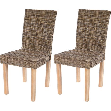 Set 2x sedie rattan Littau Kubu soggiorno cucina sala da pranzo 56x43x89cm