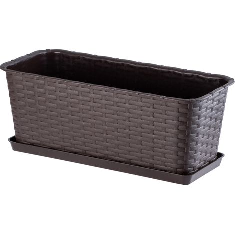 KADAX Balkontopf mit Untersatz, Pflanzkasten, 40 cm, Braun
