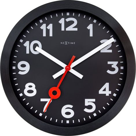 Horloge Murale Silencieuse en Métal Aluminium Anodisé Noir Station 35 cm - PANGIVO (1/5)