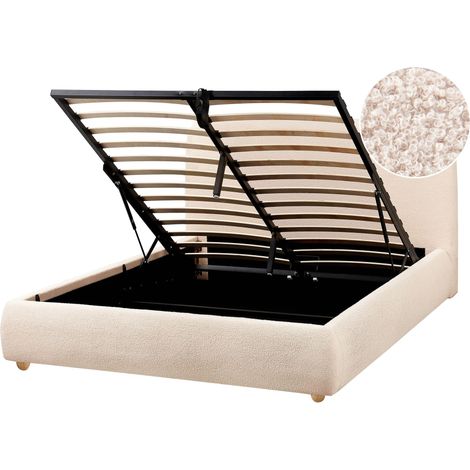 Ottoman Bed Boucle BLAGNAC 140 x 200 cm (EU Double) Light Beige (1/5)