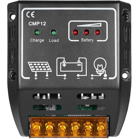 Régulateur de charge de contrôleur PWM de charge solaire pour la protection de surcharge de batterie de panneau solaire 10A 12V / 24V (1/4)