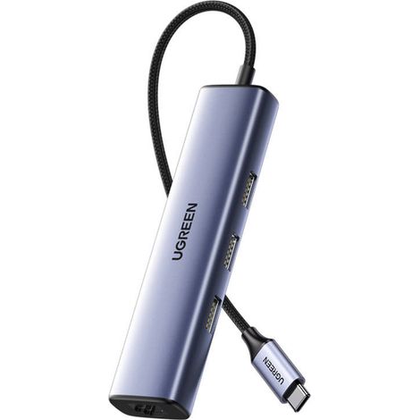 Adaptateur ugreen CM475 Hub USB-C vers 3 ports USB 3.0, RJ45, USB-C PD (gris)