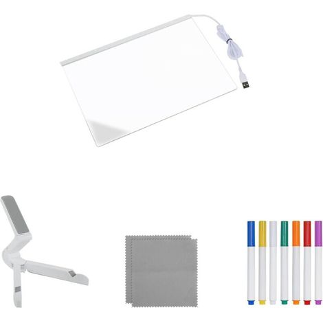 Tableau Acrylique Lumineuse Message LED, Tableau en acrylique avec 7 Couleurs Stylo, Avec Support Réglable, Tableau D'écriture LED Lumineux Transparent, Essuyable, Bloc-Notes, Tableau D'écriture, Mémo (1/5)