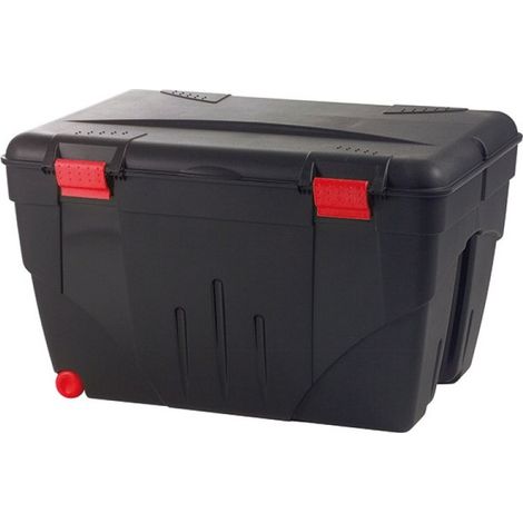 Maleta de almacenamiento para Trafic 200 L, 2 ruedas, 84,8 x 61 x 51,5 cm, negro con accesorios rojos