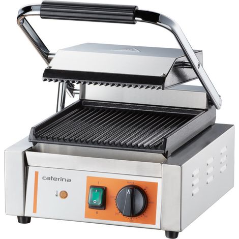Grill de contact simple, strié, Caterina, 1,8 kW - Stalgast (1/5)