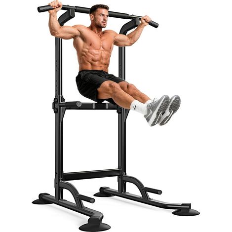 Barra de dominadas altura regulable 170-210 cm - Silla Romana Power Tower - estación de fitness multifuncional - Entrenamiento de Brazos, Espalda y Pecho - Capacidad de 200kg (1/5)