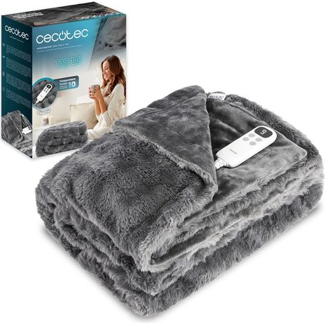 Elektrische Heizdecke 160x130 mit automatischer Abschaltung und 10 einstellbaren Temperaturstufen. Faux Fur.