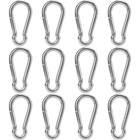Lot de 12 mousquetons en acier inoxydable antirouille, maillon rapide 8x80mm pour porte-clés, fermeture à ressort (1/5)